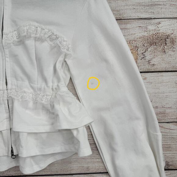 Sundae School Lace Accent Full Zip Hoodie Women's XS White Made in Heaven - Picture 5 of 10